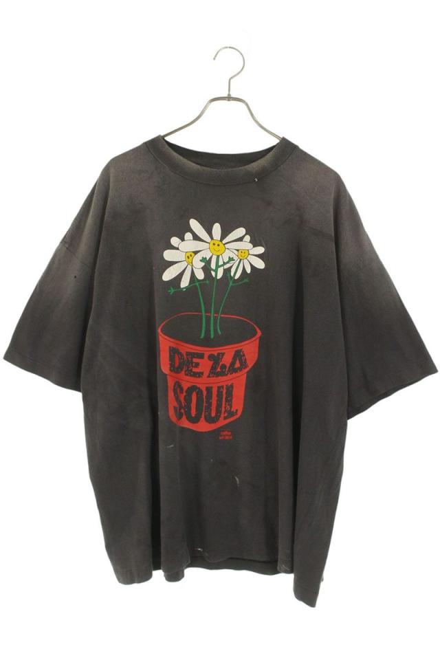 セントマイケル サイズ:XXL  25AW  SM-HR1-0000-C18 DE LA SOULプリントヴィンテージ加工Tシャツ 中古 SB01