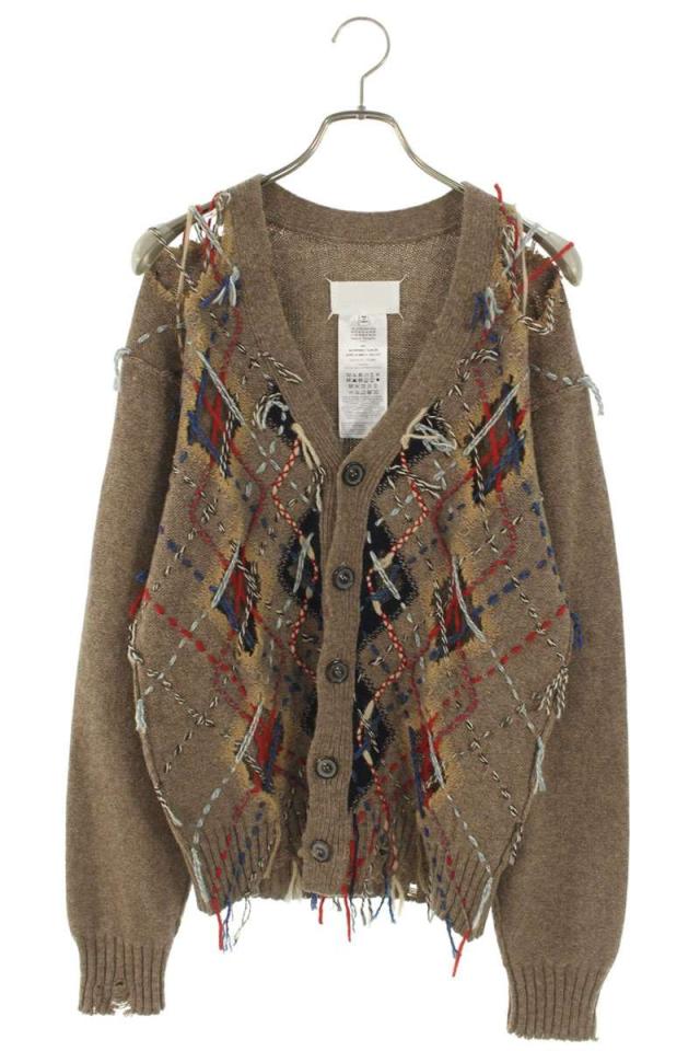 メゾンマルジェラ サイズ:S  23AW  S67HP0007 カットアウト アーガイル ニットカーディガン 中古 SB01