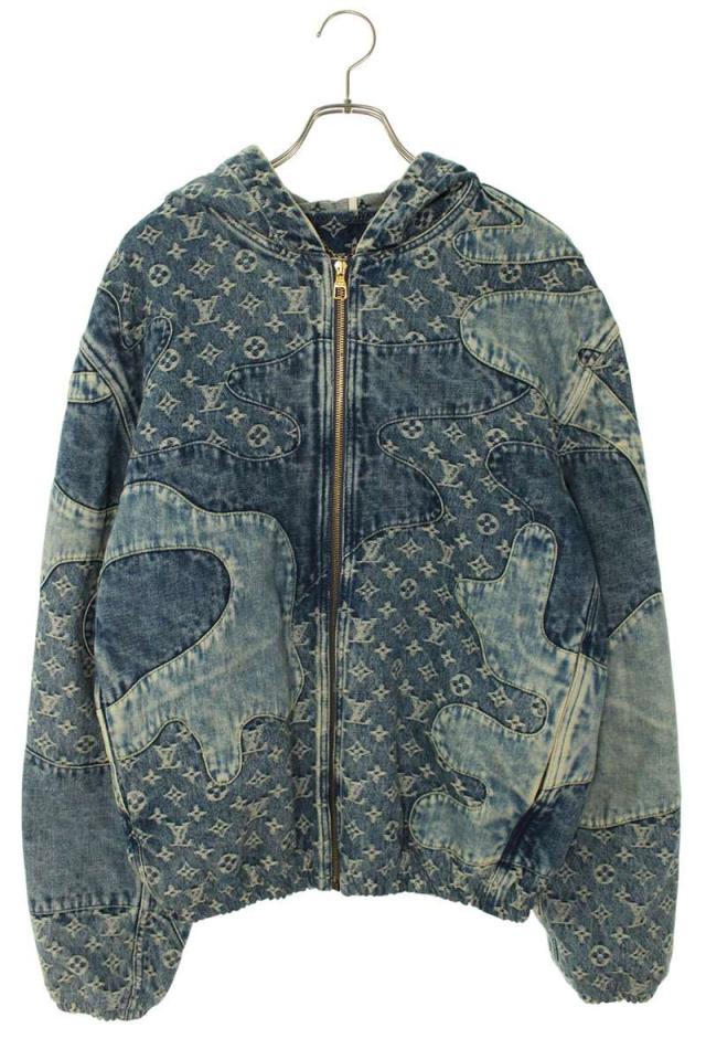 ルイヴィトン NIGO サイズ:48 22SS RM221M UZD HMA16E モノグラムパッチワークフーデッドジップアップデニムジャケット 中古 SB01