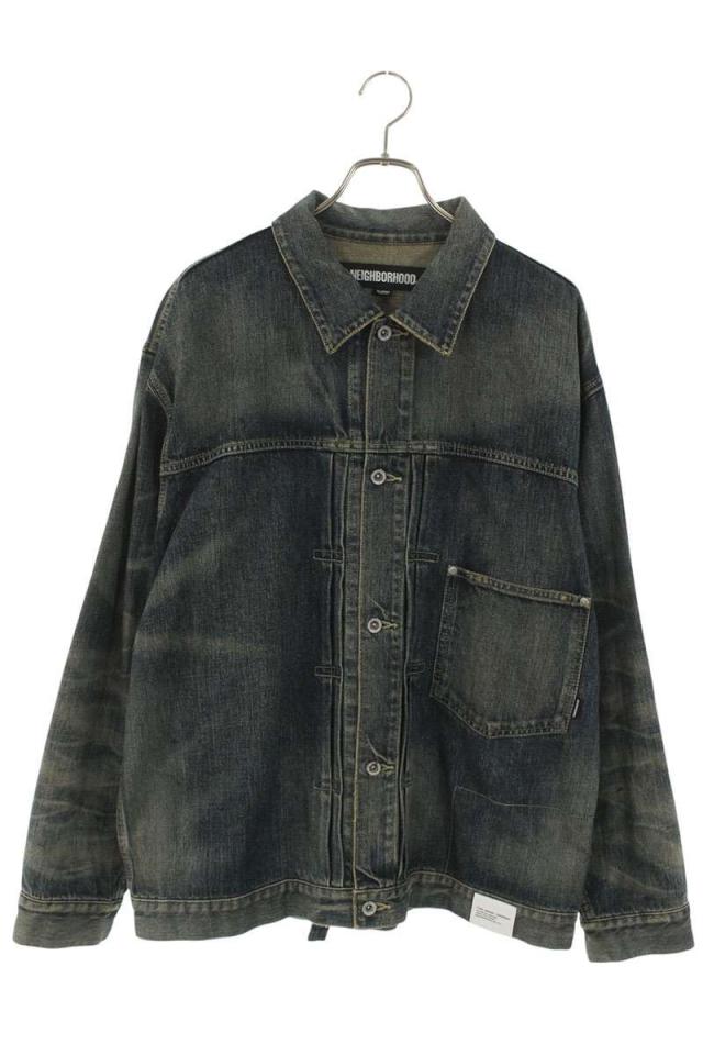ネイバーフッド サイズ:XL  23AW  SAVAGE DENIM TYPE-1 JACKET 232XBNHーJKM01 サベージヴィンテージ加工1stデニムジャケット 中古 BS99