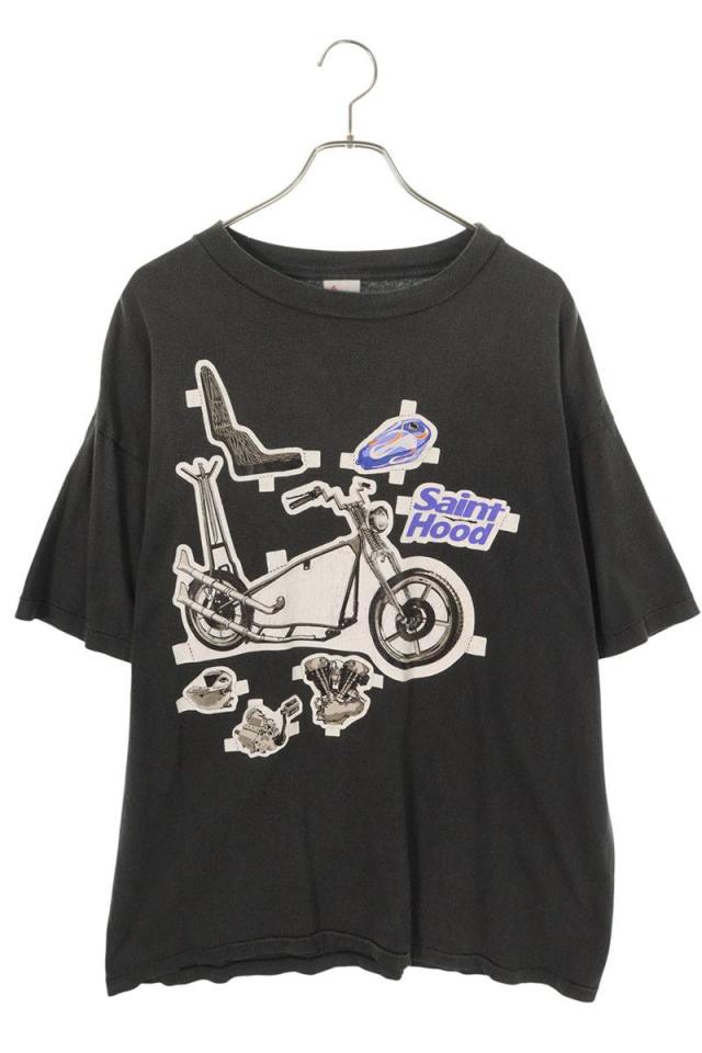セントマイケル サイズ:XL  SM-S23-0000-114 ヴィンテージ加工バイクプリントTシャツ 中古 FK04