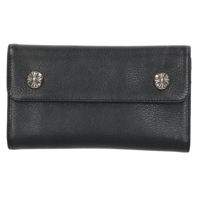 クロムハーツ WAVE CROSS BALL ウェーブ クロスボールボタンレザーウォレット財布 中古 NO05