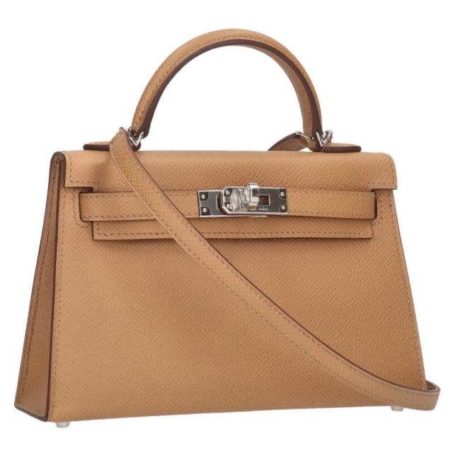 エルメス   ミニケリー2 ヴォーエプソン K刻印 シルバー金具2WAYレザーショルダーハンドバッグ 中古 GZ14