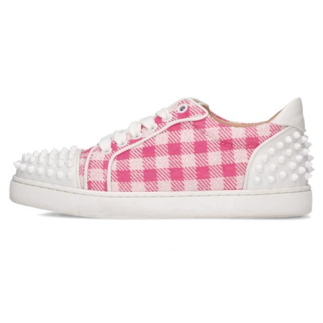 クリスチャンルブタン サイズ:36  VIEIRA 2 ORLATO FLAT CLF TOILE VIVA チェック柄スタッズローカットスニーカー 中古 BS99