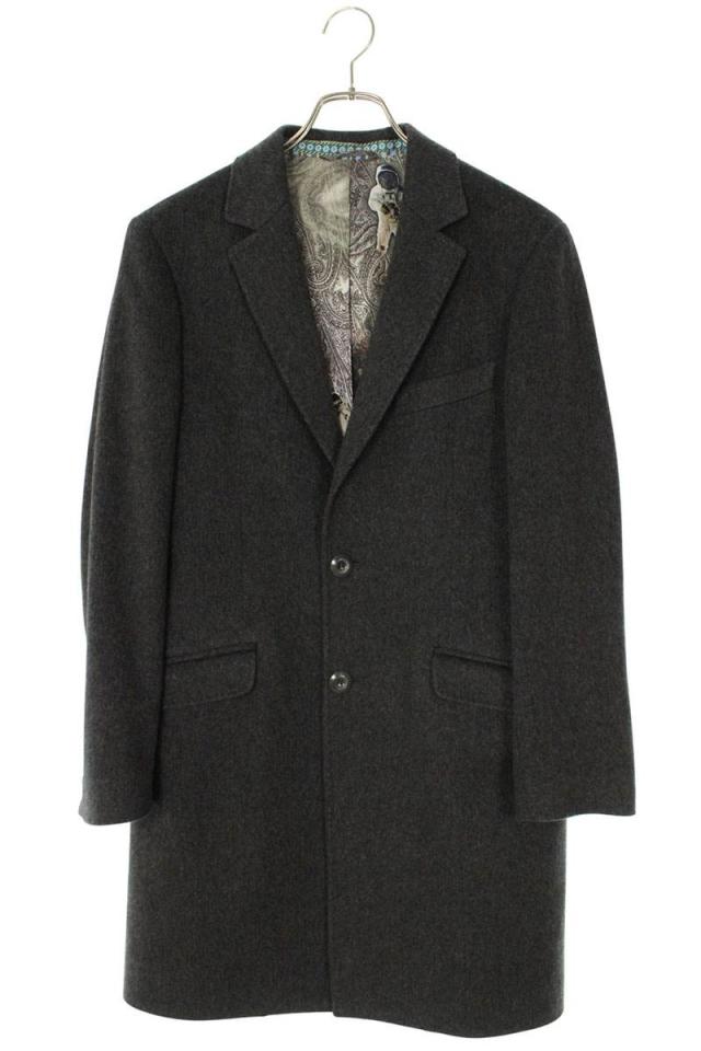 エトロ サイズ:44  172-1185A-8853 裏地宇宙飛行士柄カシミアチェスターコート 中古 BS99