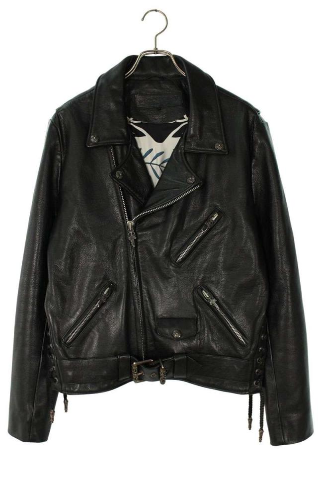 クロムハーツ サイズ:M  JJ DEAN HERMES JJディーン 裏地エルメスダガージップライダースレザージャケット 中古 SJ02