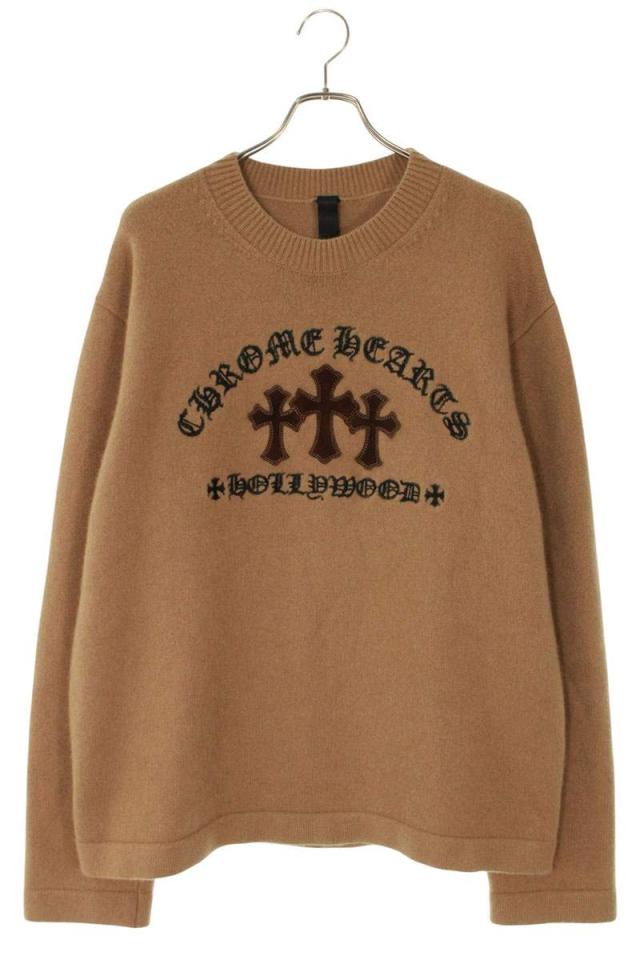 クロムハーツ サイズ:L SAILIN ON CHSMR ロゴ刺繍セメタリークロスパッチカシミヤニット 中古 OK15