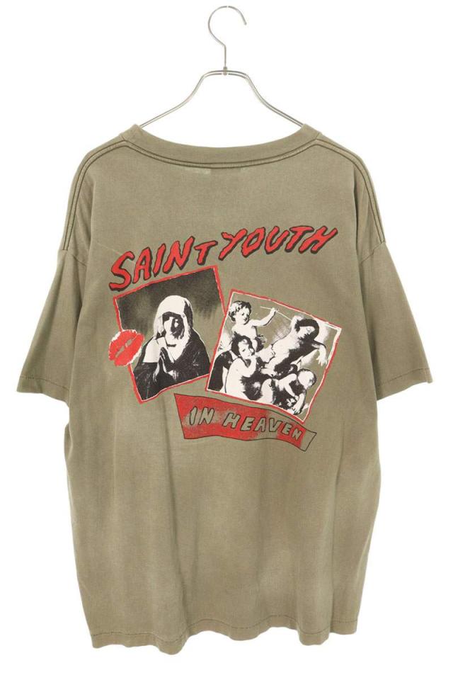 セントマイケル サイズ:XL  SM-S22-0000-024 ヴィンテージ加工IN HEAVENプリントTシャツ 中古 BS99 セントマイケル サイズ:XL SM-S22-0000-024 ヴィンテージ加工IN HEAVEN