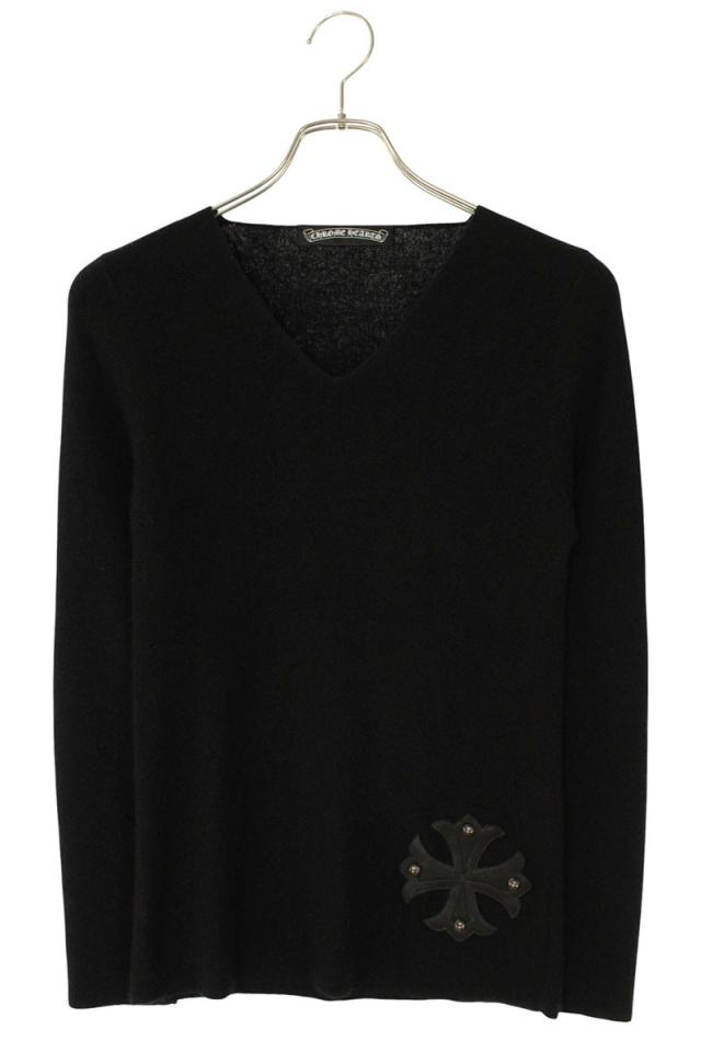 クロムハーツ サイズ:S VネックカシミヤCHプラスパッチニット 中古 SJ02