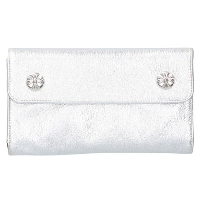 クロムハーツ   WAVE CROSS BALL ウェーブ クロスボールボタンレザーウォレット財布 中古 SJ02