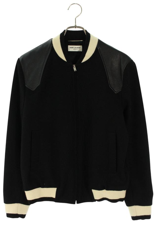 サンローランパリ サイズ:46  583970 Y180W ショルダーレザー切替ジップアップテディブルゾン 中古 SB01