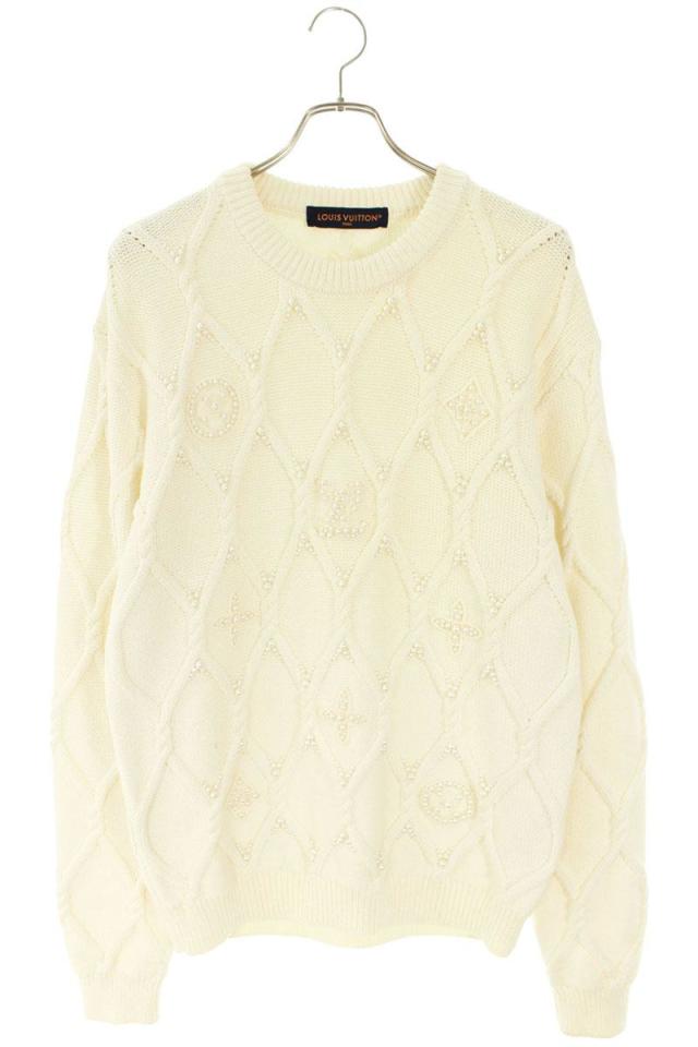 ルイヴィトン サイズ:L  RM251M RAE HSN34W パール調装飾エンベリッシュドケーブルニット 中古 SB01