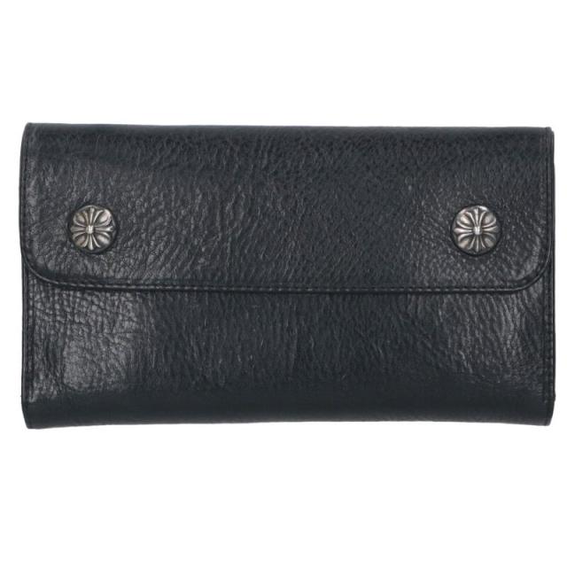 クロムハーツ   WAVE CROSS BALL ウェーブ クロスボールボタンレザーウォレット財布 中古 OS06