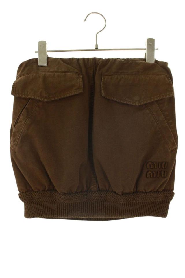 ミュウミュウ サイズ:36  MG2122 ロゴワッペン中綿入りキャンバススカート 中古 BS99