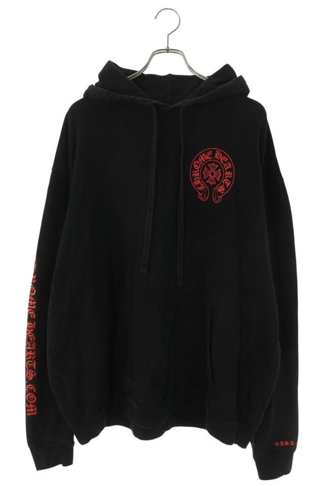 クロムハーツ サイズ:XL  WWW.CHROMEHEARTS.COM HOODIE オンライン限定ホースシューバックプリントプルオーバーパーカー 中古 SJ02