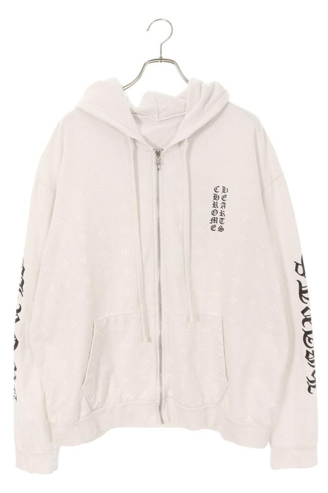 クロムハーツ サイズ:XL  SWTSHRT HD ZIP CHプラス総柄ジップアップパーカー 中古 SJ02