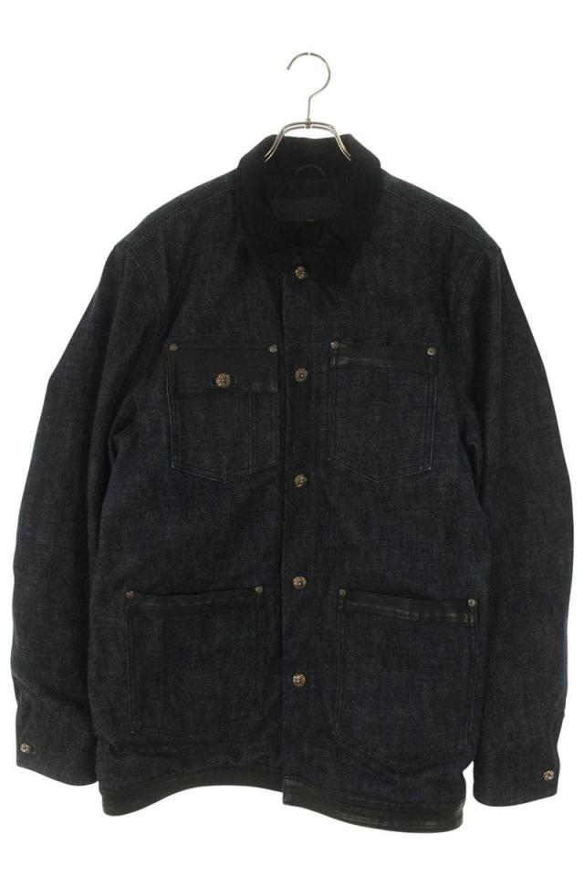 クロムハーツ サイズ:L  SOAP ON A ROPE ソープオンアロープ レザー切替カバーオールデニムジャケット 中古 SJ02