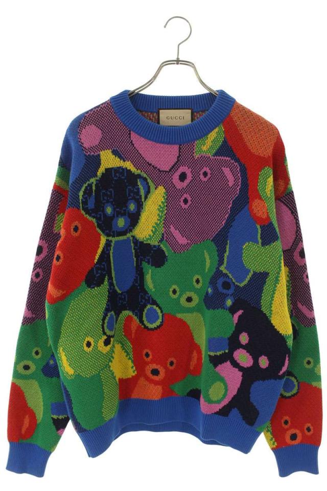 グッチ サイズ:M  741902 XKC7R グッチベアウールクルーネックニット 中古 BS99