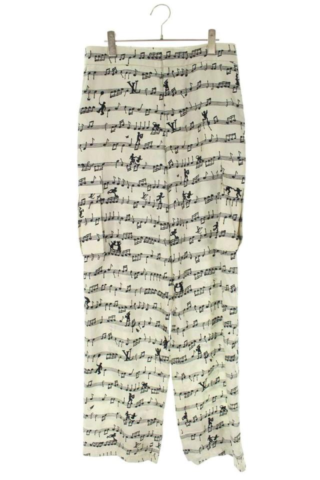ルイヴィトン サイズ:40  23SS  RM231M SV8 HOP09W 音符総柄 シルクロングパンツ 中古 BS99