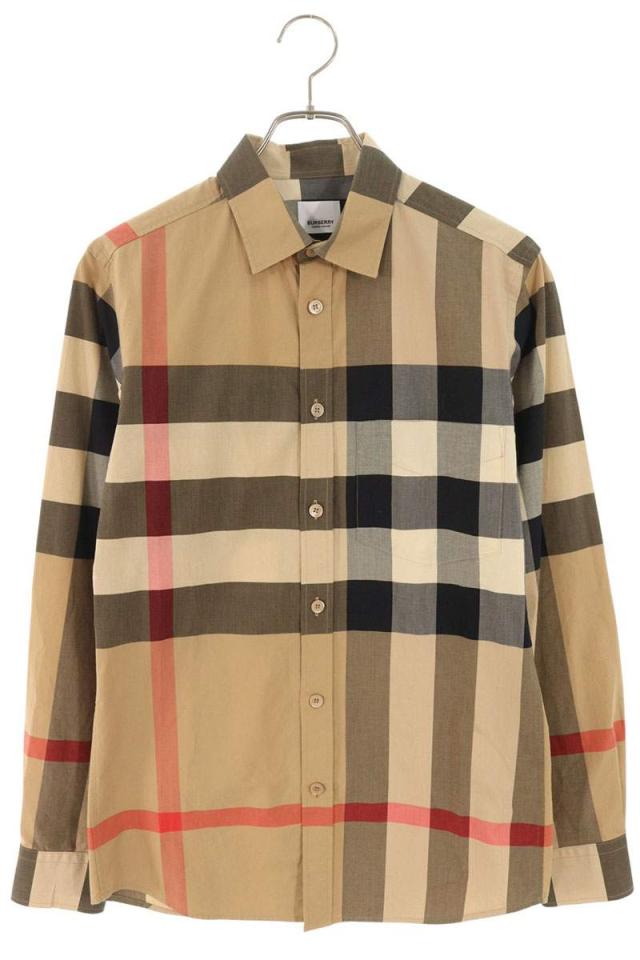 【美品】8010213ノバチェック長袖シャツ ベージュ メガチェック バーバリー サイズ:XS 8010213 ノバチェック長袖シャツ 中古 BS99