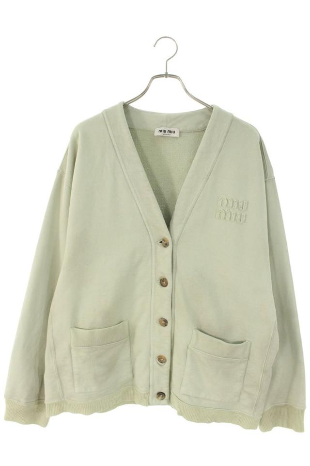 ミュウミュウ サイズ:S  MJL010 ロゴワッペンダスト加工コットンカーディガン 中古 SS13
