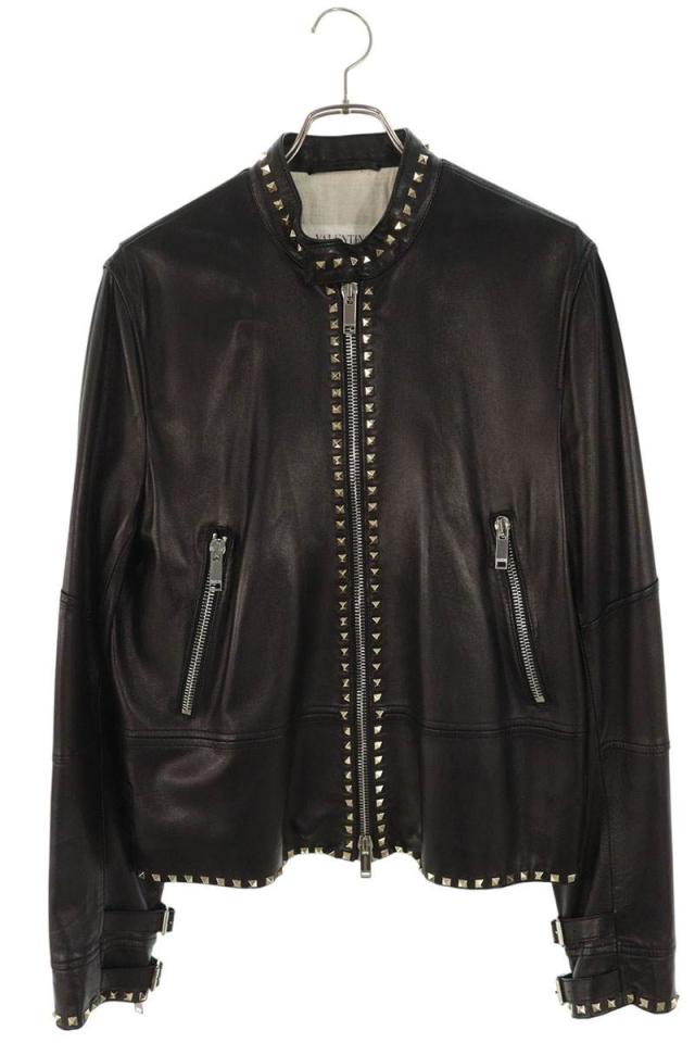 ヴァレンティノ サイズ:48 PV3NA71P2AD スタッズ装飾ダブルジップアップレザージャケット 中古 BS99