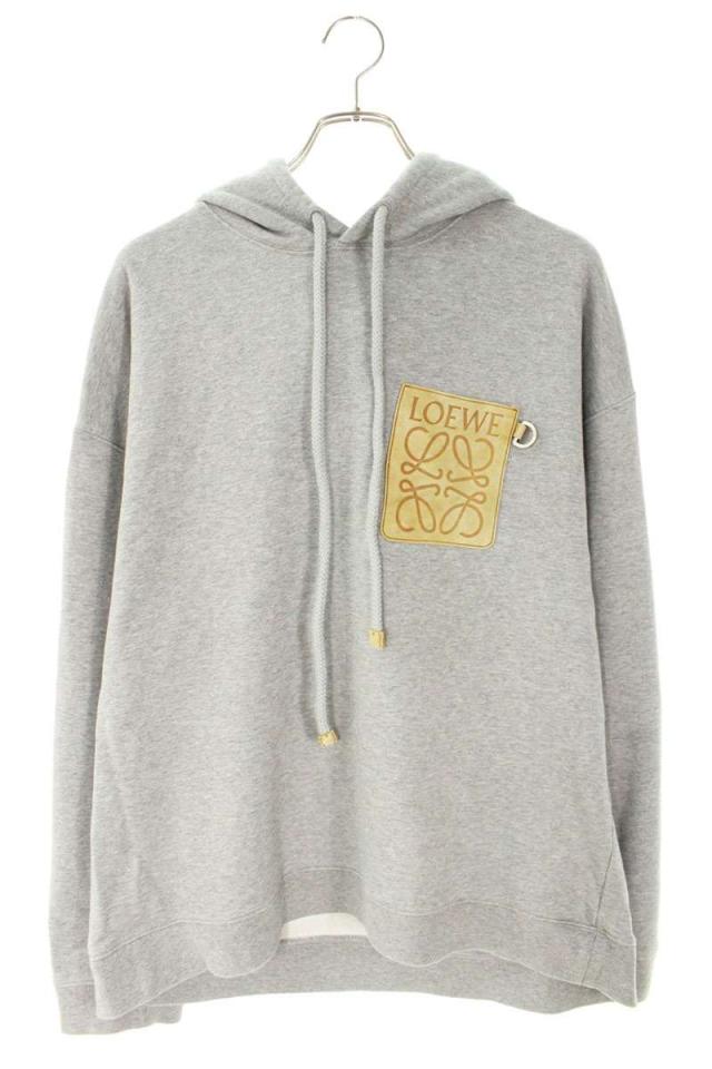 ロエベ サイズ:XL H526Y25J12 アナグラムレザーパッチプルオーバーパーカー 中古 SB01