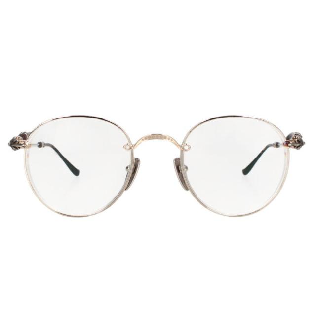 クロムハーツ サイズ:49□22-145 BUBBA-A クロステンプルメタルフレームラウンド眼鏡 中古 GZ11