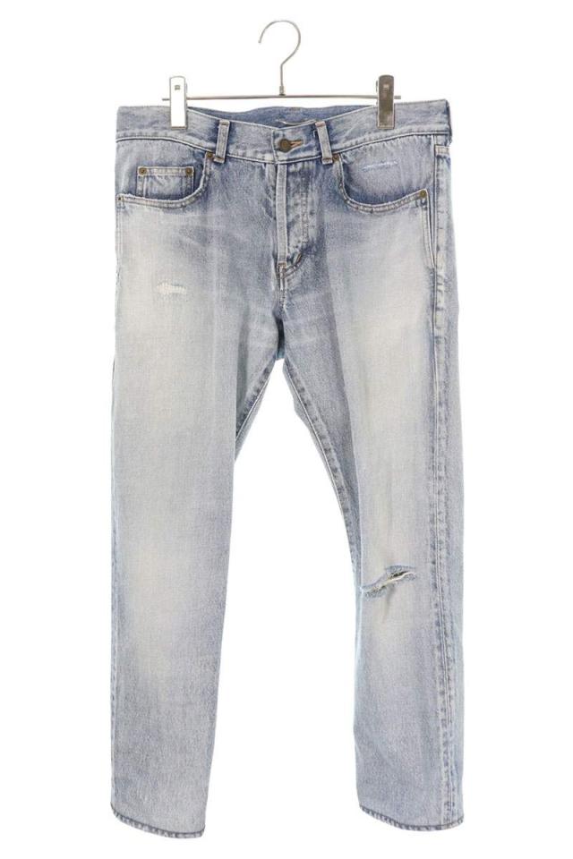 サンローランパリ サイズ:31  597052 YM372 クラッシュ加工スキニーデニムパンツ 中古 BS99