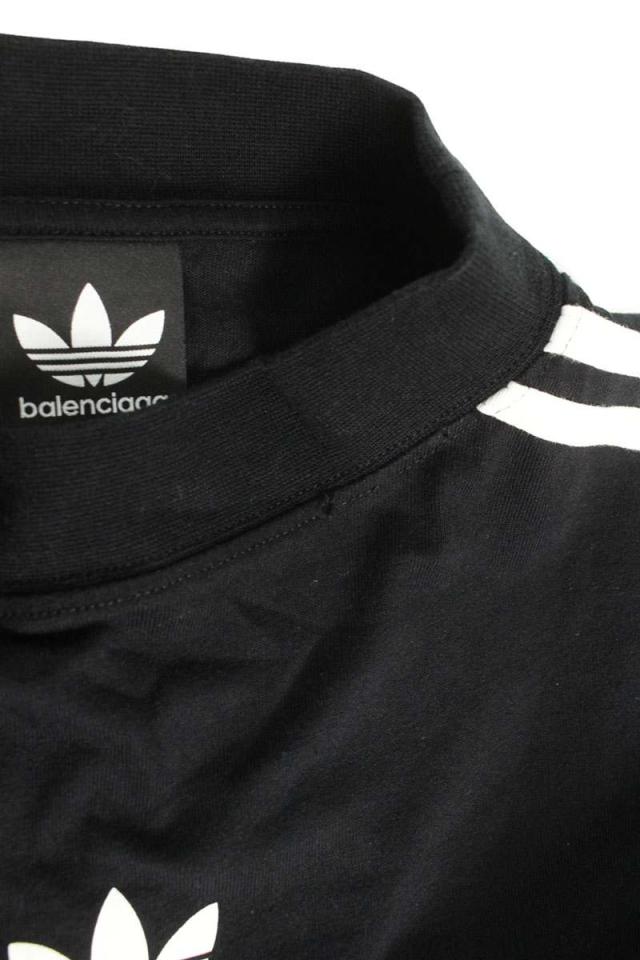 バレンシアガ  アディダス サイズ:L  23SS  728789 TNVA6 スリーラインダメージ加工オーバーサイズ長袖カットソー 中古 SB01 バレンシアガ アディダス サイズ:1 23SS 728789 TNVA6 スリーライン