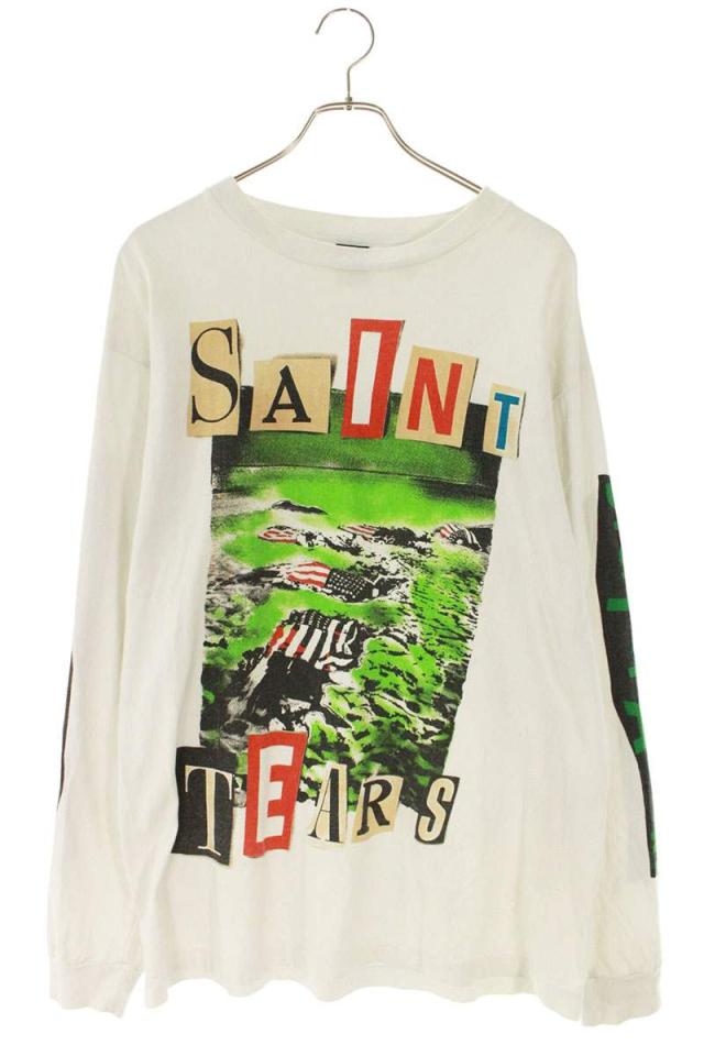 セントマイケル  デニムティアーズ サイズ:L  21AW  SM-A21-0000-048 ランドスケープヴィンテージ加工長袖カットソー 中古 SB01