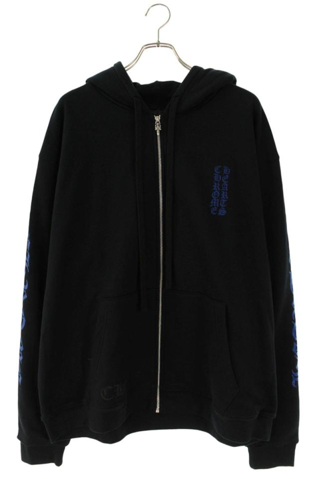 クロムハーツ サイズ:XL SWTSHRT HD ZIP 袖ロゴプリントジップアップパーカー 中古 OK15