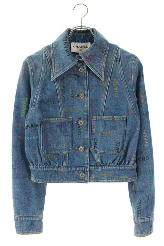 シャネル サイズ:34  P72307V63805 ココボタン ロゴグラフィックデニムジャケット 中古 SB01