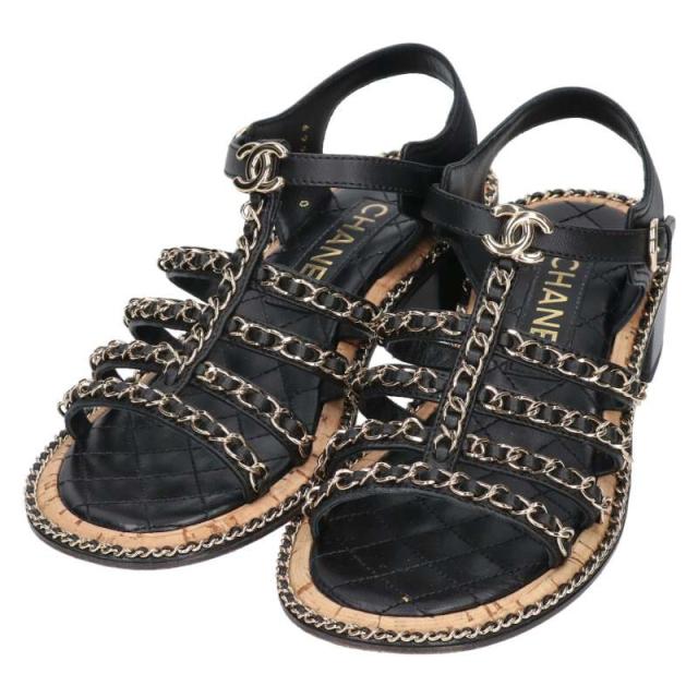 シャネル サイズ:36.5 チェーンコルクソールサンダル 中古 BS99