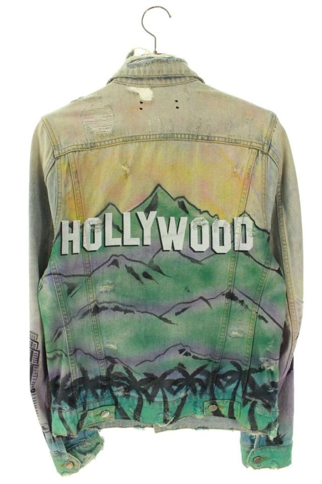 アミリ サイズ:S ハリウッドロゴペイントデニムジャケット 中古 SB01