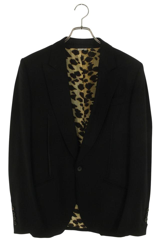 ジョンガリアーノ サイズ:44  7SCM022501 裏地レオパード柄 パイピングテーラードジャケット 中古 BS99