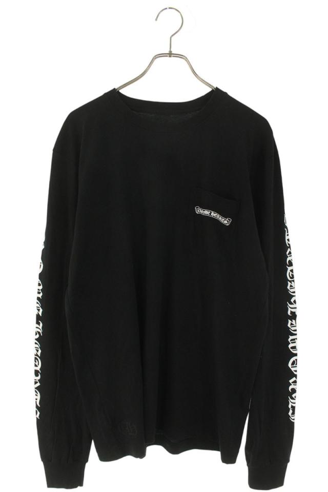 クロムハーツ サイズ:L  CH L S  1 袖ロゴバックスクロールラベルプリント長袖カットソー 中古 SJ02