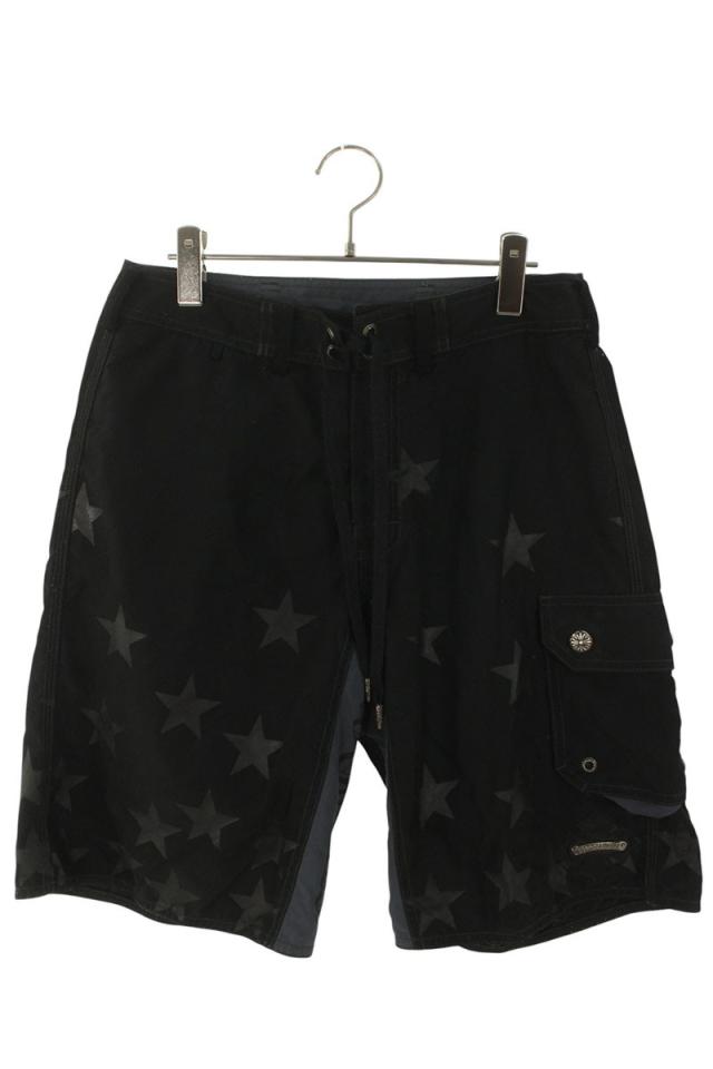 クロムハーツ サイズ:30インチ  SWIM PANTS CRS BTN CHプラスレザーパッチラベル付きハーフパンツ 中古 FK04