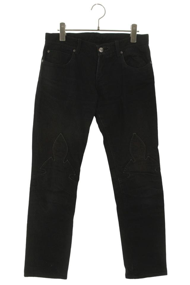 クロムハーツ サイズ:28インチ  DNM PANTS BLK フレアニーステッチデニムパンツ 中古 FK04
