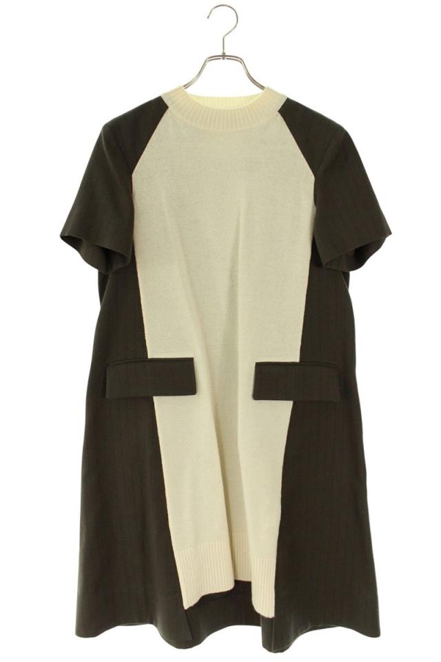 サカイ サイズ:1  24-07419 チョークストライプニットドレスワンピース 中古 BS99