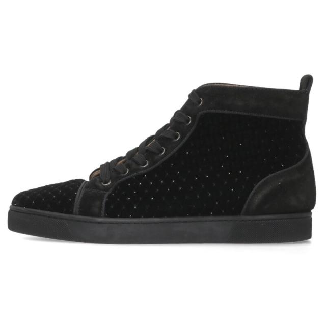 クリスチャンルブタン サイズ:42 ラインストーン装飾ベロアハイカットスニーカー 中古 BS99