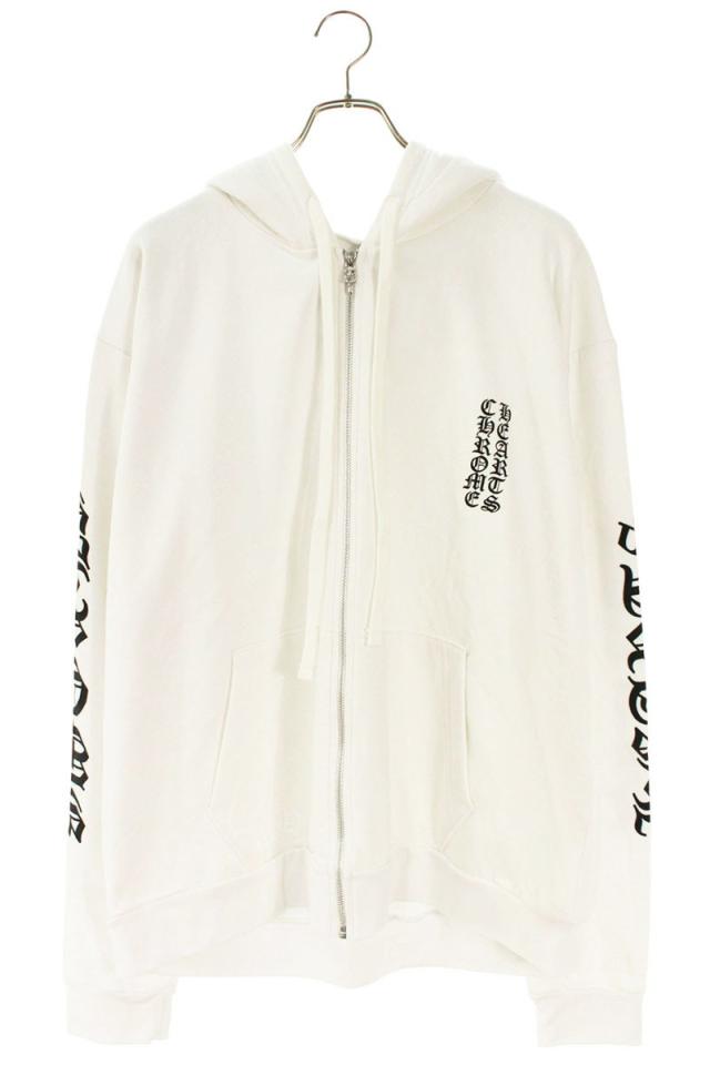 クロムハーツ サイズ:L  SWTSHRT HD ZIP 袖ロゴプリントジップアップパーカー 中古 SJ02