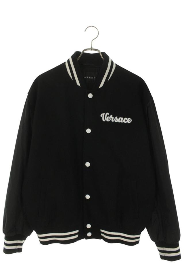 ヴェルサーチェ サイズ:50  1012284 ロゴ刺繍ウール切替スタジャンブルゾン 中古 OM10