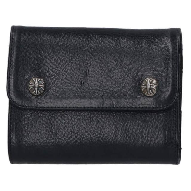 クロムハーツ   WAVE MINI ウェーブミニ クロスボールボタンレザーウォレット財布 中古 SJ02
