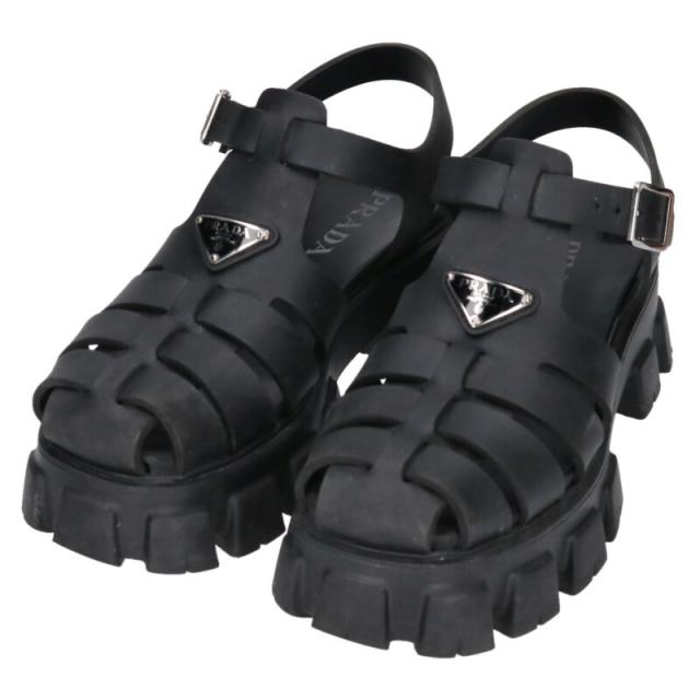 プラダ サイズ:7 モノリス 三角ロゴプレートラバーサンダル 中古 SB01