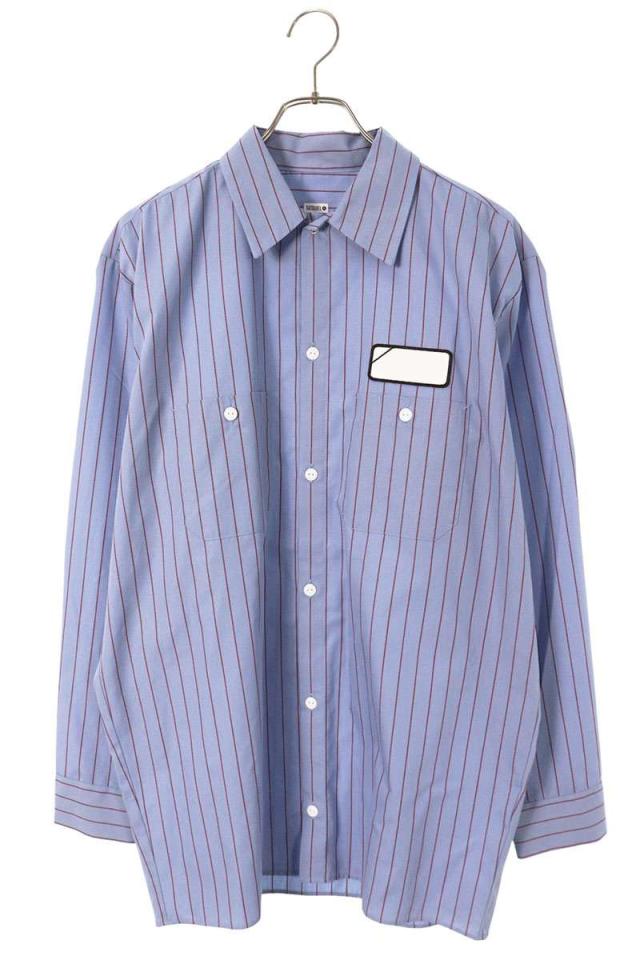 シークエル サイズ:L ワッペン付きストライプ長袖シャツ 中古 BS99