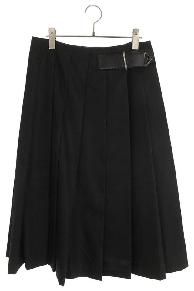 プラダ サイズ:38  21X922 RE-NYLONトライアングルロゴベルトプリーツスカート 中古 BS99