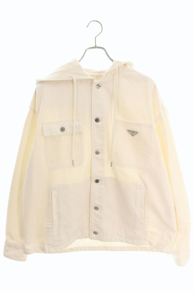 プラダ サイズ:S  GEC108 フード付き三角プレートデニムブルゾン 中古 SB01