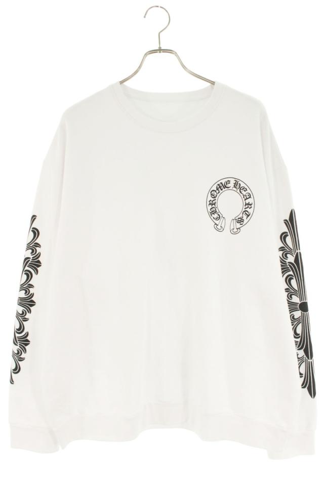 クロムハーツ サイズ:XL  SWTSHRT PLVR バックホースシュー袖フローラルプリントスウェット 中古 OS06