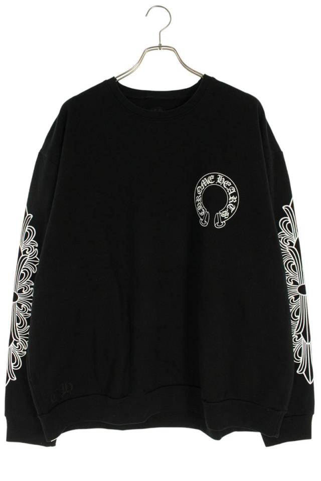 クロムハーツ サイズ:XL  SWTSHRT PLVR バックホースシュー袖フローラルプリントスウェット 中古 SJ02
